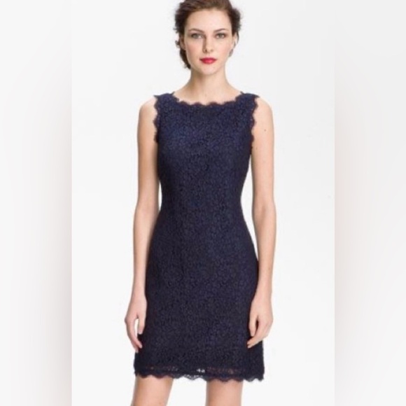 Adrianna Papell Navy Lace Elegant High Quality Double Lined Dress Size 4 - Picture 1 of 15